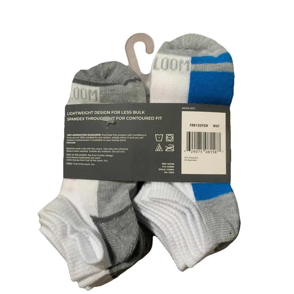 Fruit of the Loom Boys' Sz M Everyday Lightweight Sports No Show Socks (10 Pack)